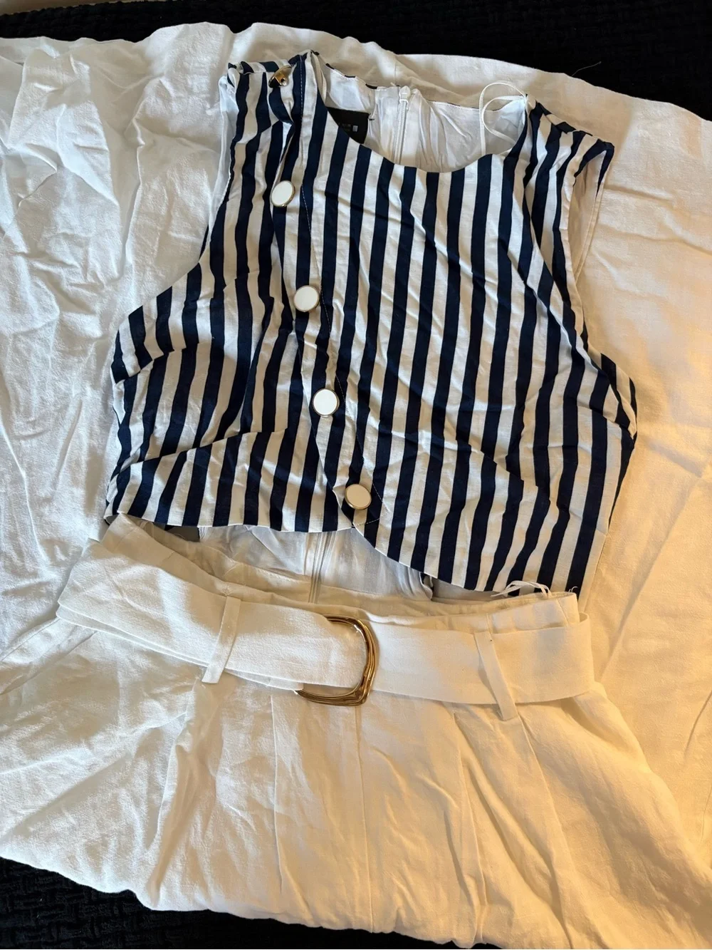 Navy & White Striped Dress
